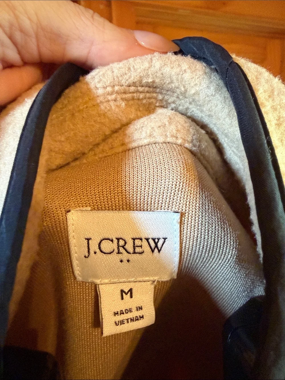 J. Crew Cream Teddy Fleece Jacket with Black Trim